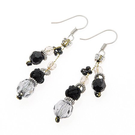Black and Clear Bead Earrings