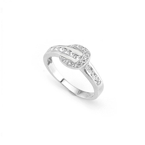Sparkling Zircon Belt Shape Fashion Ring