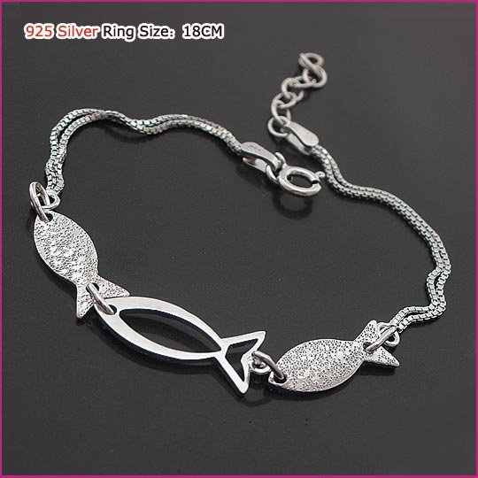 Sterling Silver Three Little Fish Bracelet