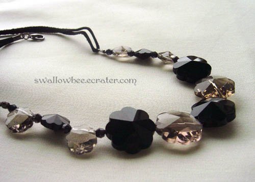 Sophisticated Black Crystal Snowflake Necklace