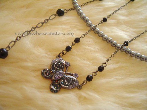 Multi-layer Purple butterfly Pearl Necklace