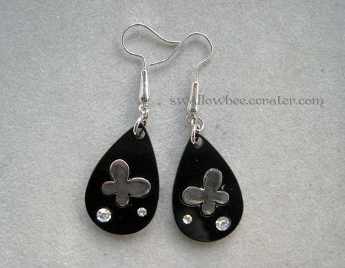 Black Butterfly Drop Earrings