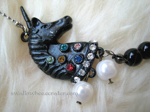 Stylish Black Unicorn Two-Layer Long Necklace