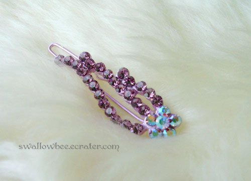 Purple Flower Sparkling Hair Clip