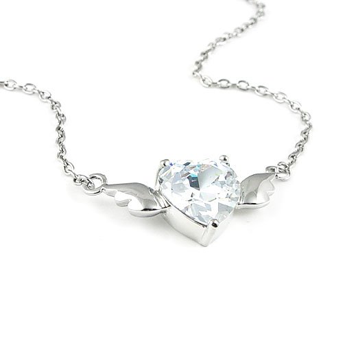 Angel's Heart Zircon Silver Tone Necklace