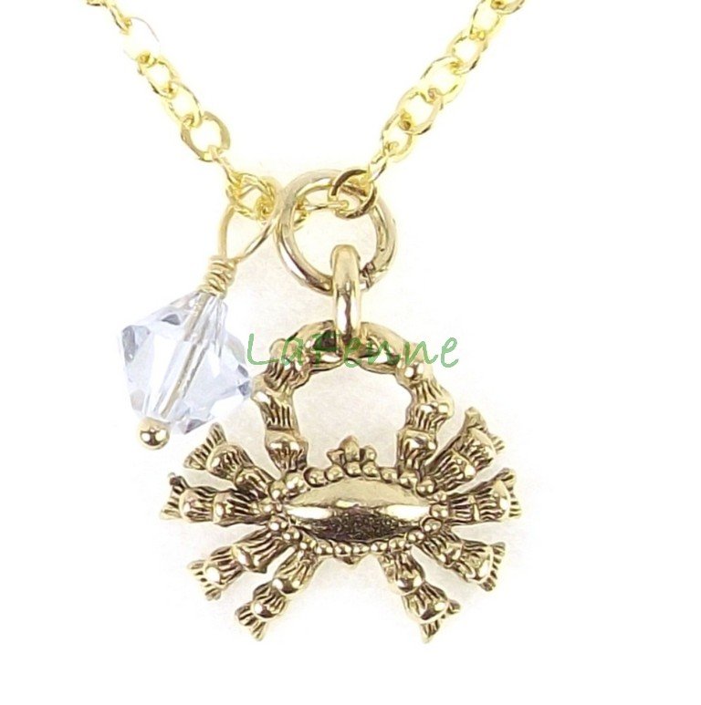 June Cancer Zodiac Alexandrite Swarovski Birthstone Gold Plated Astrology Necklace
