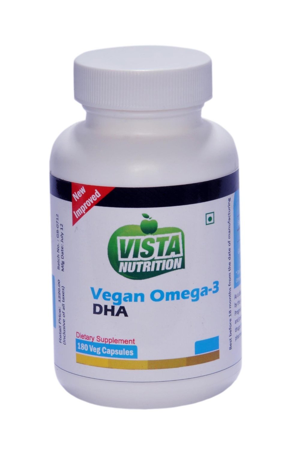 Vista Nutrition Vegan Omega 3 DHA 180 Capsules