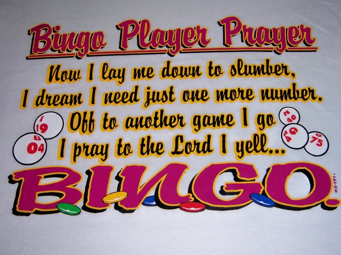 New Bingo Prayer T-shirt Adult Medium Item # 13