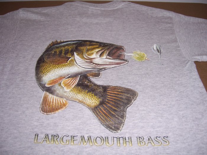 Large Mouth Bass T-shirt 2-sided Large New