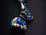 Murano Glass Butterfly Necklace with turquoise ribbon cord New