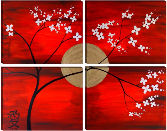 Modern Abstract Feng Shui Painting with Love Symbol