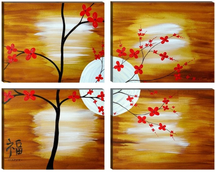 ABSTRACT FENG SHUI Style Decor Painting HAPPY Symbol