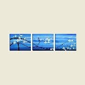 Feng Shui Floral Asian Tree Painting Blue With Dragonfly