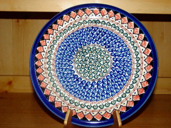Polish Pottery Dinner Plate Unikat Art 108 Signed Zaklady Ceramiczne Boleslawiec Poland
