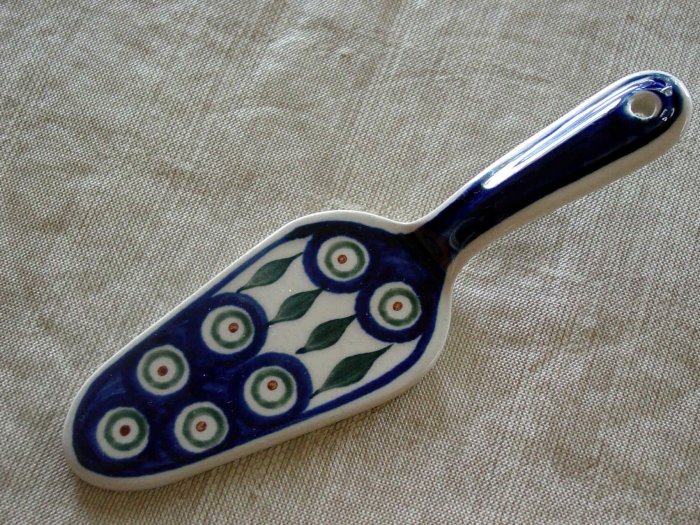 Polish Pottery Dessert Server Peacock Zaklady Ceramiczne Boleslawiec Poland