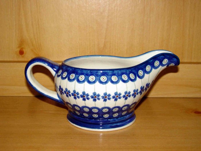 Polish Pottery Gravy Boat Flowering Peacock Gat 1 Zaklady Ceramiczne Boleslawiec