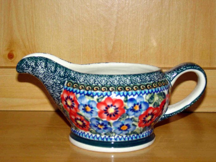 Polish Pottery Stoneware Boleslawiec Unikat Gravy Boat Art 129 Signed!