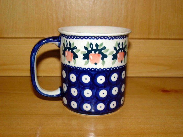 Polish Pottery Coffee Cup Strawberry Boleslawiec Poland
