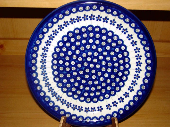 Polish Pottery Dinner Plate Flowering Peacock Zaklady Ceramiczne Boleslawiec Poland