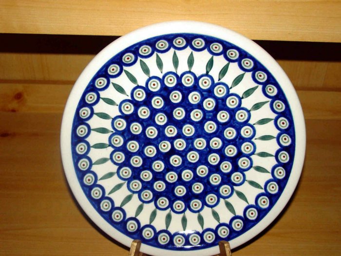 Polish Pottery Dinner Plate Peacock Zaklady Ceramiczne Boleslawiec Poland