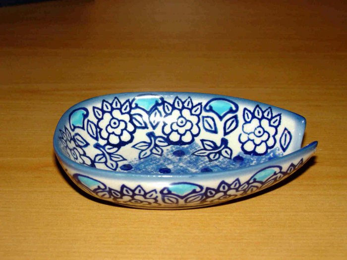 Polish Pottery "Unikat" Spoon Rest Boleslawiec Poland Lu Pattern