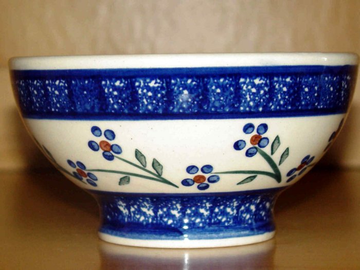 Polish Pottery Bowl Pedestal Daisy Chain Wiza Boleslawiec Poland