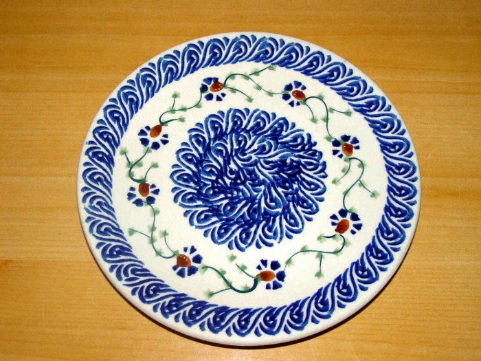 Polish Pottery Dessert Plate Trailing Flowers Boleslawiec Poland