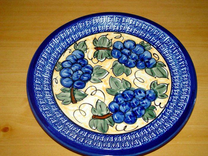 Polish Pottery Dinner Plate Unikat Gat 1 Grapes Signed Zaklady Ceramiczne Boleslawiec Poland