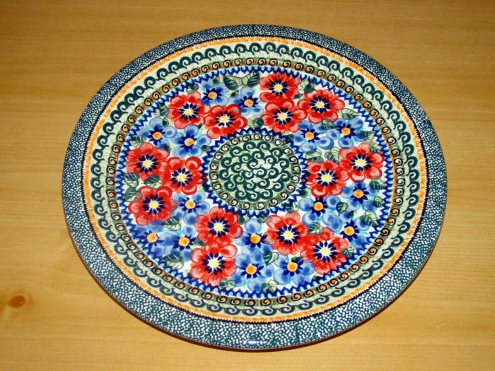 Polish Pottery Dinner Plate Unikat Art 129 Signed Zaklady Ceramiczne Boleslawiec Poland