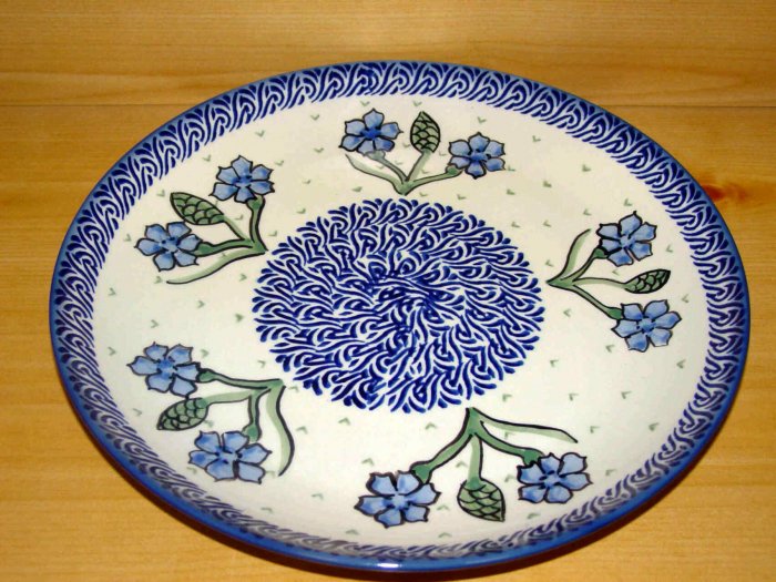 Polish Pottery Dinner Plate Unikat Cornflower Boleslawiec Poland