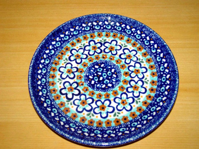 Polish Pottery Dessert Plate Blue Marble Gat 1 Zaklady Ceramiczne Boleslawiec Poland