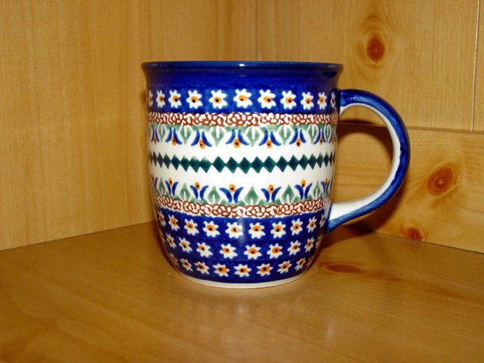 Polish Pottery Coffee Cup Art 104 Daisy Unikat Zaklady Ceramiczne Boleslawiec Poland