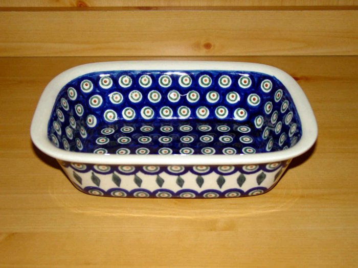 Polish Pottery Loaf Baker Peacock Zaklady Ceramiczne Boleslawiec Poland