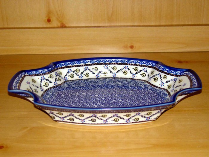 Polish Pottery Serving Tray Dish Festive Garden Unikat Zaklady Ceramiczne Poland
