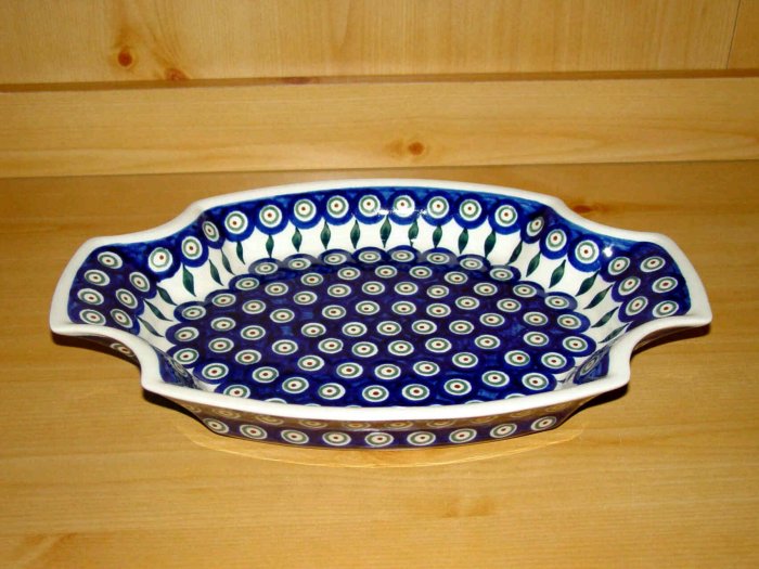 Polish Pottery Serving Tray Dish Peacock Zaklady C.eramiczne Boleslawiec