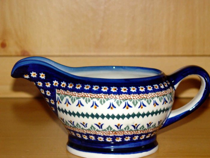 Polish Pottery Unikat Gravy Boat Daisy Zaklady Ceramiczne Boleslawiec Poland Art 104