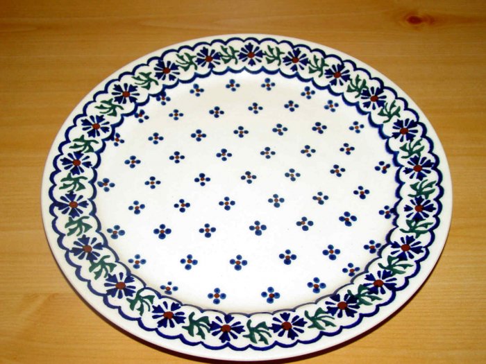 Polish Pottery Dinner Plate Country Flower Wiza Boleslawiec Poland