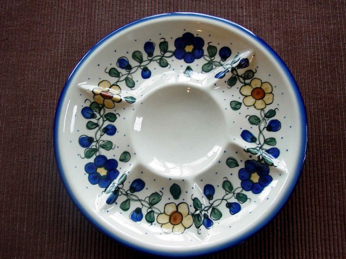 Polish Pottery Deviled Egg Veggie Fruit Tray Unikat Sunny Days From WR Ceramika Boleslawiec