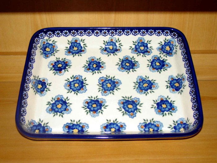 Polish Pottery Baker Rectangular Profusion Unikat Signature WR Ceramika Boleslawiec Poland