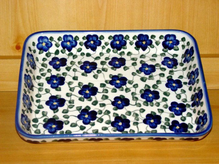 Polish Pottery Baker Rectangular Signature Violet Village From Unikat WR Ceramika Boleslawiec Poland