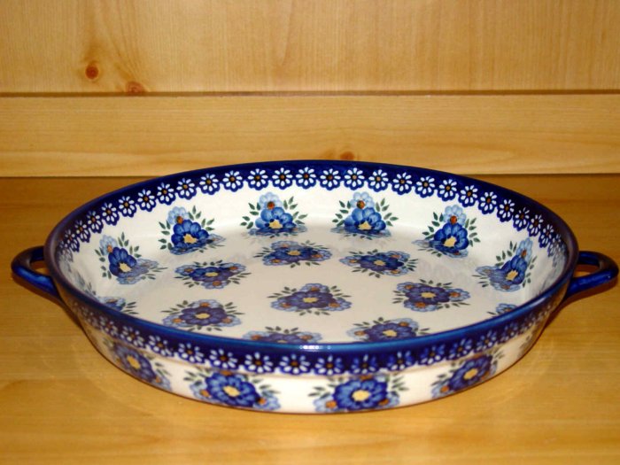 Polish Pottery Baker Large Serving Tray Signature Round Profusion WR Unikat Boleslawiec Poland