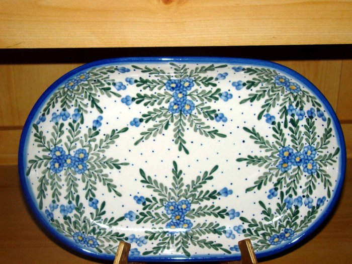 Polish Pottery Platter Signature Starburst WR Unikat Boleslawiec Poland