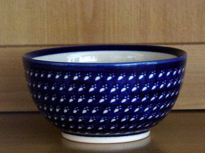 Polish Pottery Bowl Dessert Ice Cream Clear Paw Prints Boleslawiec Poland