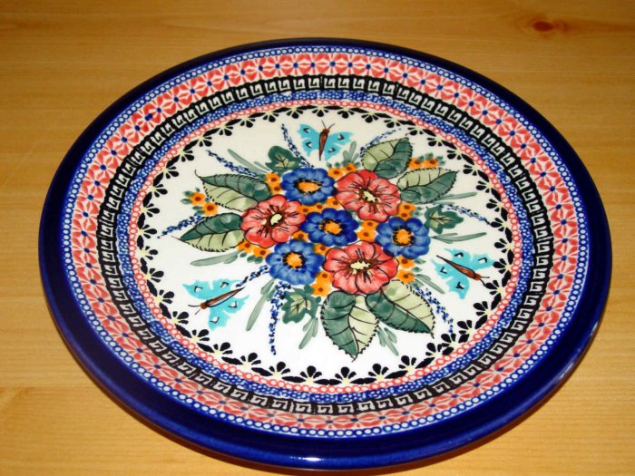 Polish Pottery Dinner Plate Unikat Garden Spray Art 149 Zaklady Ceramiczne Signed