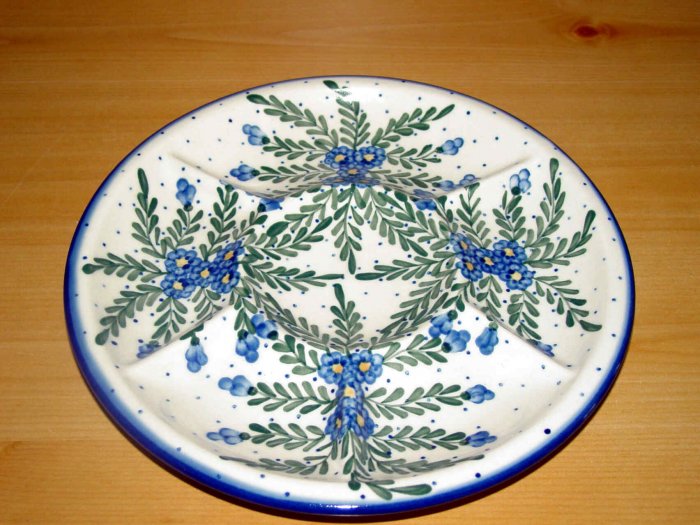 Polish Pottery Signature Deviled Egg Veggie Fruit Tray Starburst WR Unikat Ceramika Boleslawiec