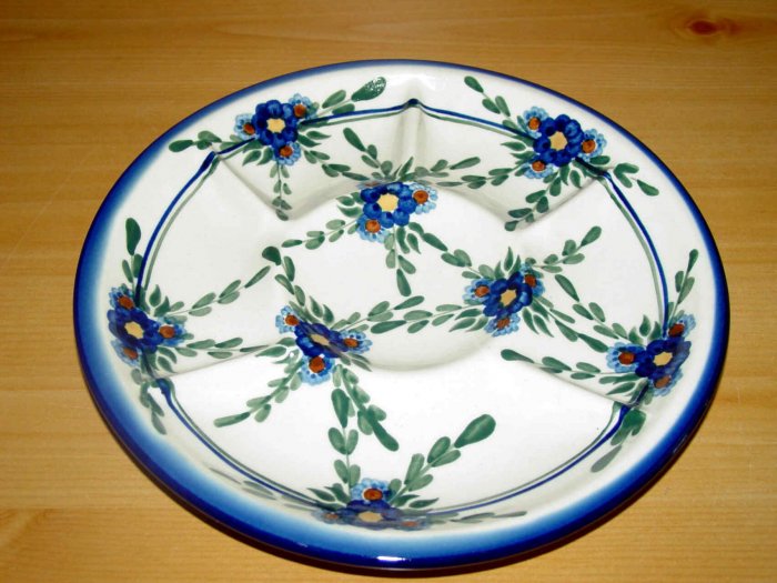 Polish Pottery Signature Deviled Egg Veggie Fruit Tray Florette WR Unikat Ceramika Boleslawiec