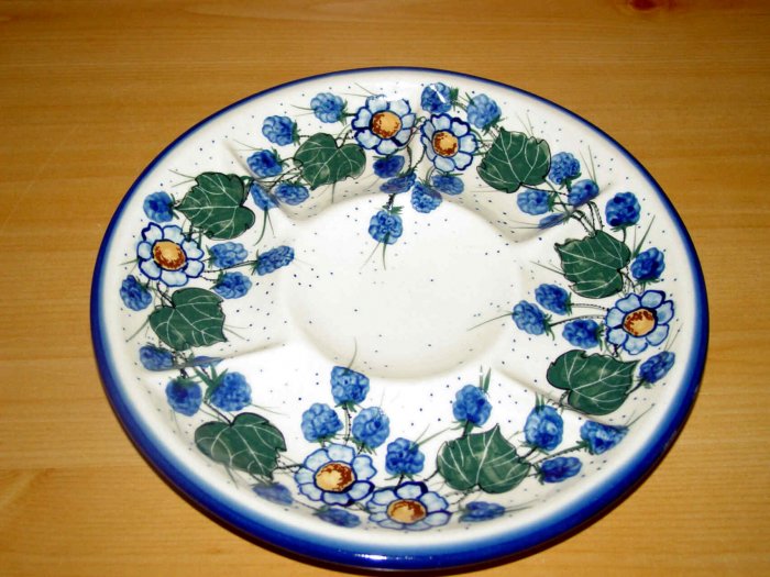 Polish Pottery Signature Deviled Egg Veggie Fruit Tray Spring Morn WR Unikat Boleslawiec Poland