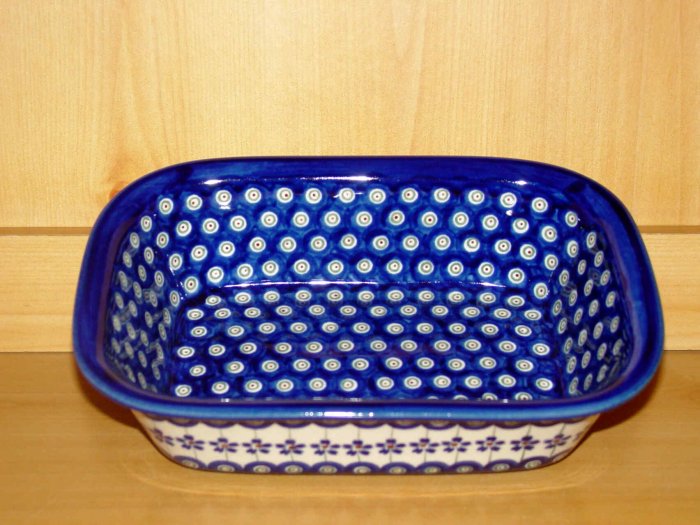 Polish Pottery Loaf Baker Flowering Peacock Zaklady Ceramiczne Boleslawiec Poland