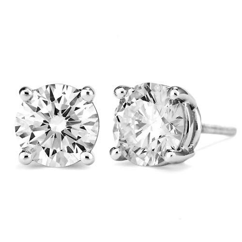 2 Carat Briolite Stud Earrings 14k White Gold