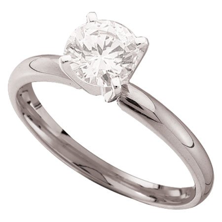 1 Carat Briolite Simulated Diamond Solitaire Ring 14k White Gold